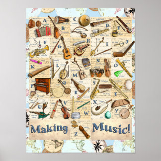 Musikinstrumente Alphabet International Poster