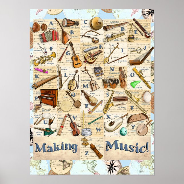 Musikinstrumente Alphabet International Poster (Vorne)