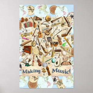 Musikinstrumente Alphabet International Poster