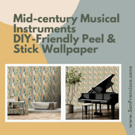 Musikinstrumente der Mitte des Jahrhunderts DIY Pe Tapete