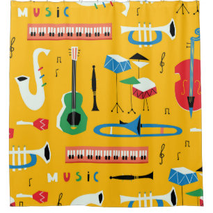 Musikinstrumente: Gelb im Mittelalter Duschvorhang