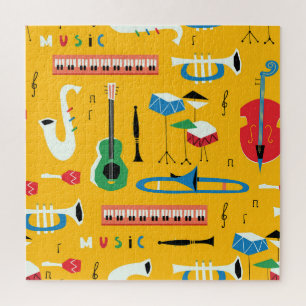 Musikinstrumente: Gelbe Mitte des Jahrhunderts Puzzle