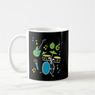 Musikinstrumente Gitarre Schlagzeug Kaffeetasse
