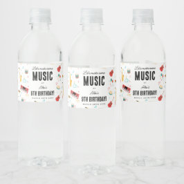 Musikinstrumente Musik Thema Geburtstagsfeier Wasserflaschenetikett