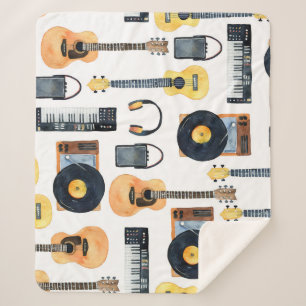 Musikinstrumente: Nahtlose Wasserfarbe Sherpadecke