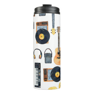 Musikinstrumente: Nahtlose Wasserfarbe Thermosbecher