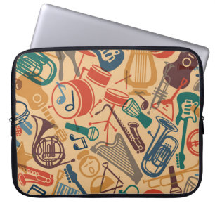 Musikinstrumente Nahtloser Vintage-Hintergrund Laptopschutzhülle