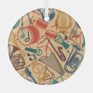 Musikinstrumente Nahtloser Vintage-Hintergrund Ornament Aus Glas