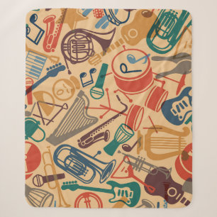 Musikinstrumente Nahtloser Vintage-Hintergrund Sherpadecke