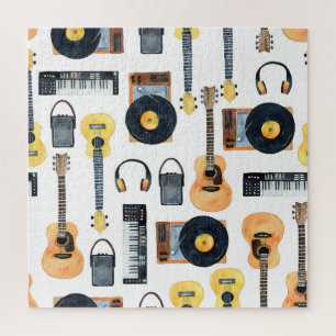 Musikinstrumente: Nahtloses Aquarell Puzzle