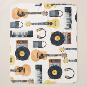 Musikinstrumente: Nahtloses Aquarell Sherpadecke
