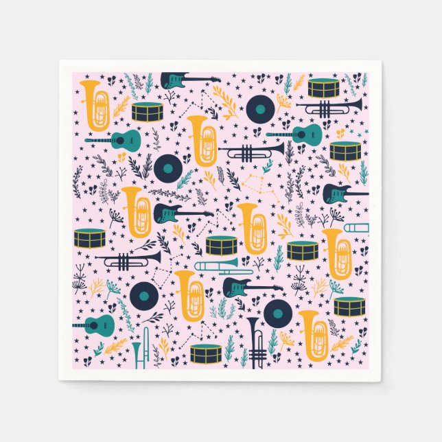 Musikinstrumente Papier Napkins Serviette (Vorderseite)