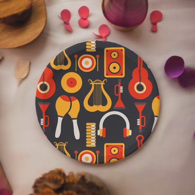 Musikinstrumente Pappteller (music sound night party,birthday,wedding,baby shower,special occasion event paper plate party suppli)