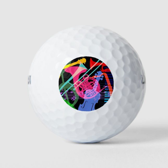 Musikinstrumente Pop Art Design Golfball (Vorderseite)