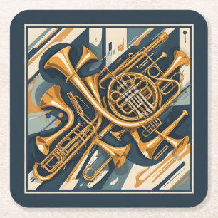 Musikinstrumente Rechteckiger Pappuntersetzer