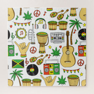 Musikinstrumente: Reggae - nahtloser Hintergrund Puzzle