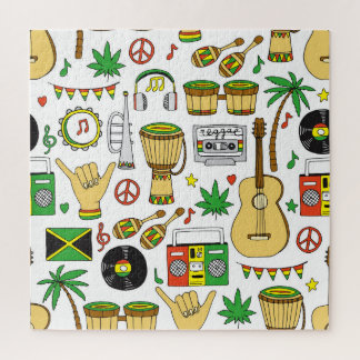 Musikinstrumente: Reggae - nahtloser Hintergrund Puzzle