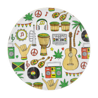 Musikinstrumente: Reggae - nahtloser Hintergrund Schneidebrett