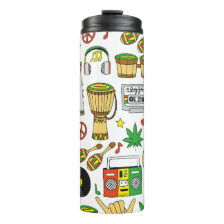 Musikinstrumente: Reggae - nahtloser Hintergrund Thermosbecher