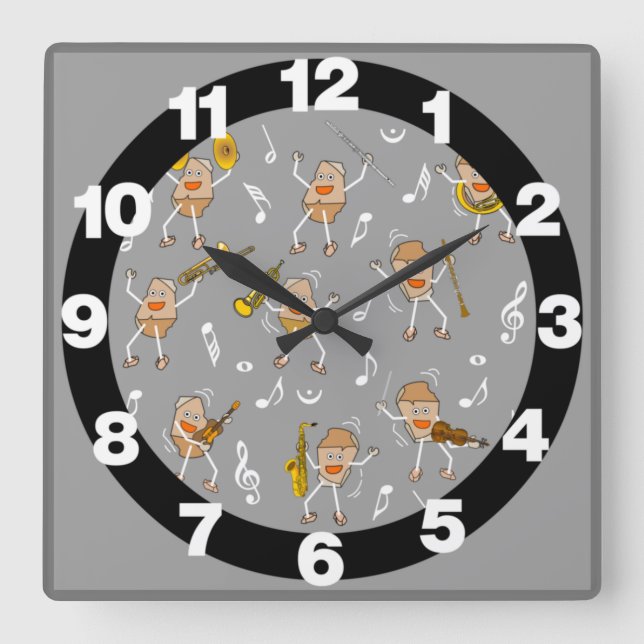 Musikinstrumente Rock Large Clock Quadratische Wanduhr (Vorderseite)