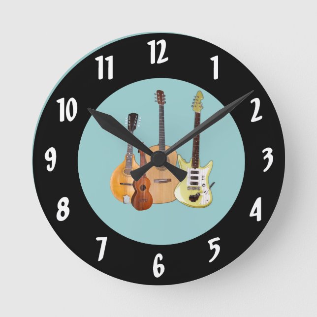 Musikinstrumente Runde Wanduhr (Vorderseite)