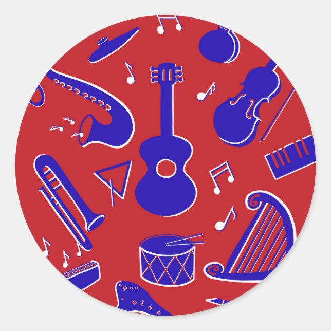 Musikinstrumente Runder Aufkleber (Vorderseite)