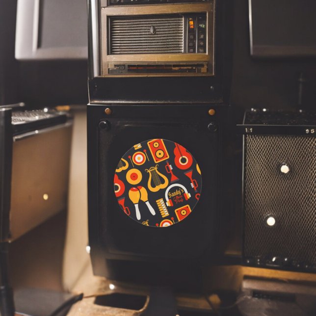 Musikinstrumente Runder Aufkleber (Music sound Night party theme sticker,birthday party sticker,gift pack,envelope,return gift sticker)