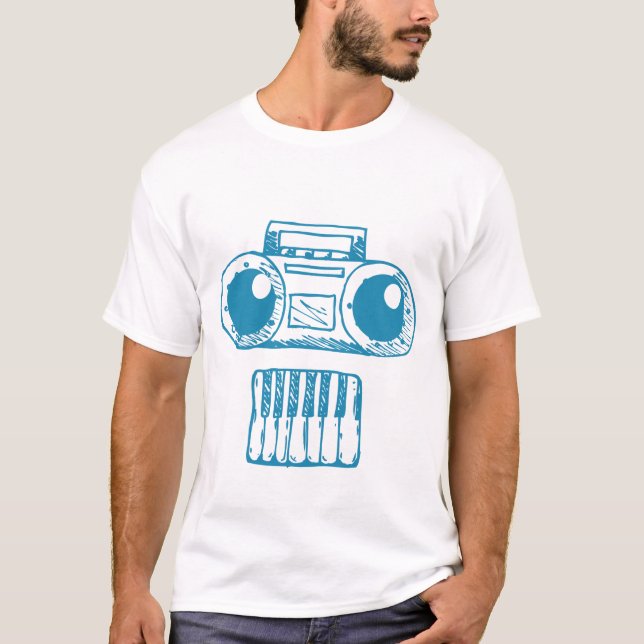 Musikinstrumente Skull White Art Illustration T-Shirt (Vorderseite)