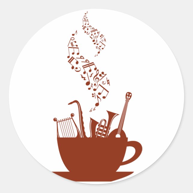 Musikinstrumente und Notizkleber Runder Aufkleber (Vorderseite)