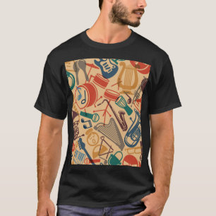 Musikinstrumente Vintag nahtlos Hintergrund T-Shirt