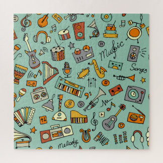 Musikinstrumente, Vintages Skizzenmuster. Puzzle