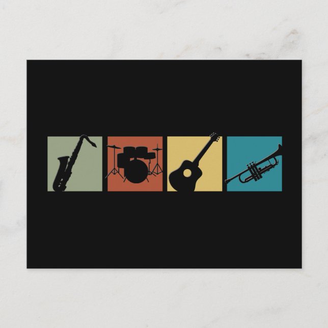 Musikinstrumentencollage Postkarte (Vorderseite)