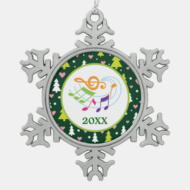 Musikkapelle Marching Band Choir School Schneeflocken Zinn-Ornament (Vorderseite)