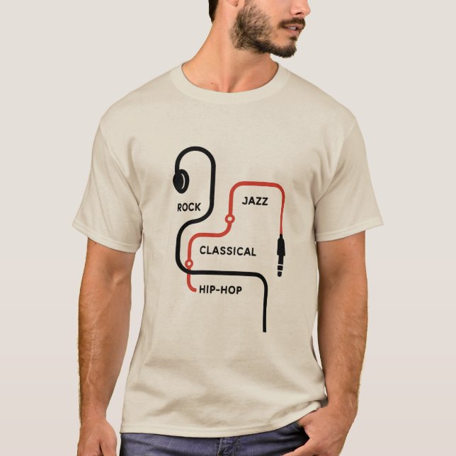 Musikkarte - Minimalistisches Headphone Unisex T - T-Shirt (Vorderseite)