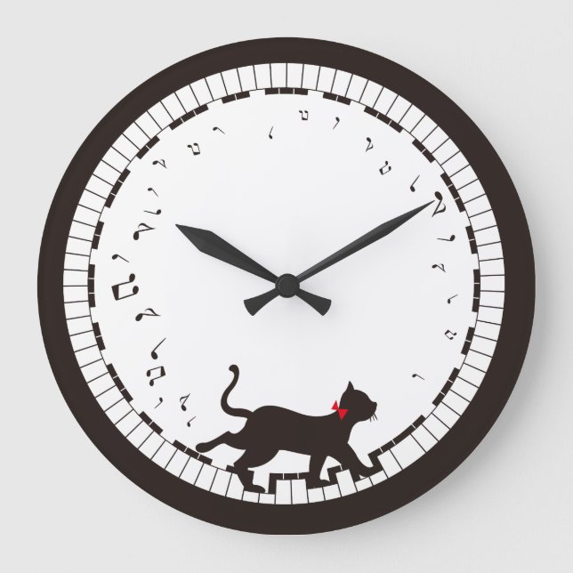 Musikkatze Große Wanduhr (Vorderseite)