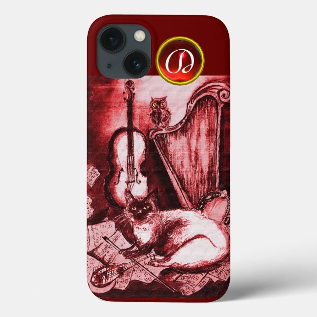 MUSIKKATZE MIT EIGENSCHAFT IN ROTEM RUBY GEM MONOG Case-Mate iPhone HÜLLE (Rückseite)