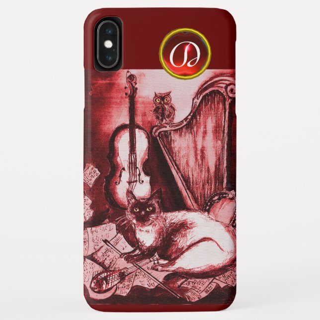 MUSIKKATZE MIT EIGENSCHAFT IN ROTEM RUBY GEM MONOG Case-Mate iPhone HÜLLE (Rückseite)