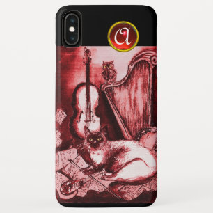 MUSIKKATZE MIT EIGENSCHAFT IN ROTEM RUBY GEM MONOG iPhone XS MAX HÜLLE