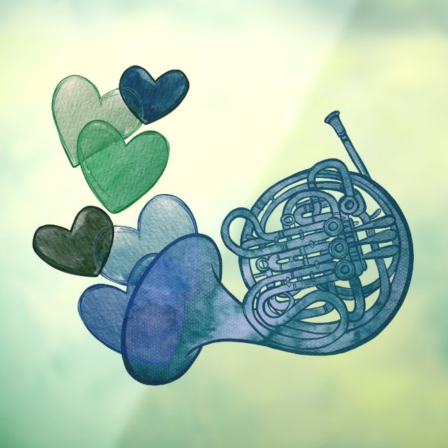 Musikklasse Französisch Horn Band Fensteraufkleber (Blatt 3)