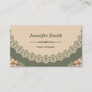 Musikkomponist - Vintage Chic Floral Visitenkarte