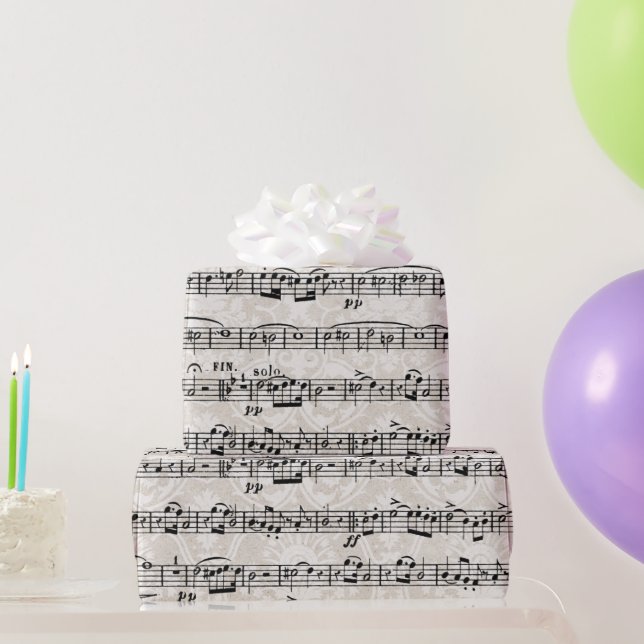 Musikkomposition auf Damaske Geschenkpapier (Partygeschenke)
