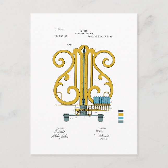 Musikleaf Turner - G. Vix Patent - farbig Postkarte (Vorderseite)