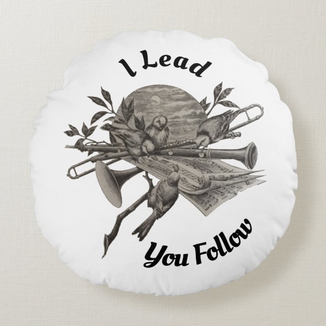 Musiklehrer Band Leiter Vintager Instrumente Rundes Kissen (Vorderseite)