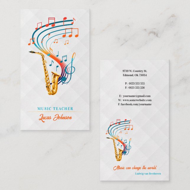 Musiklehrer | BERUFLICH Visitenkarte (Vorne/Hinten)