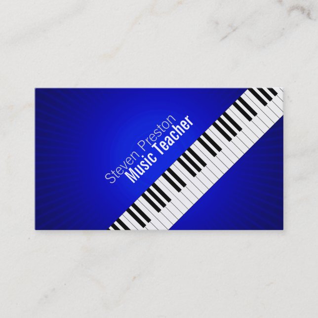 Musiklehrer | Blue Piano Keys Visitenkarte (Vorderseite)