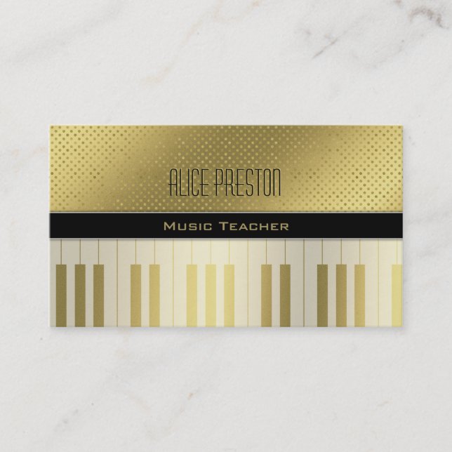 Musiklehrer | Einzigartige Golden Polka Dots Visitenkarte (Vorderseite)