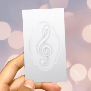 Musiklehrer Elegant White Treble Clef Musical Visitenkarte