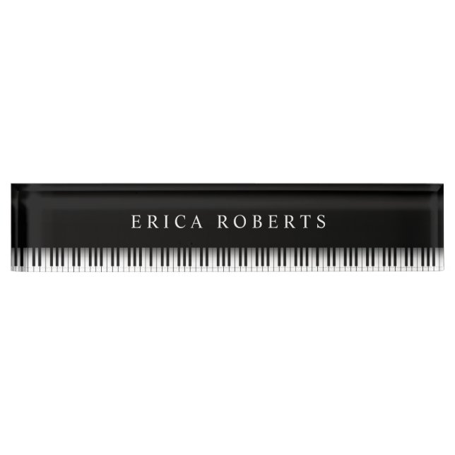 Musiklehrer Elegante Piano Keys Dark Namensplakette (Vorderseite)