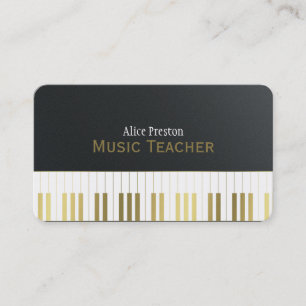 Musiklehrer   Elegantes Black Golden Piano Visitenkarte