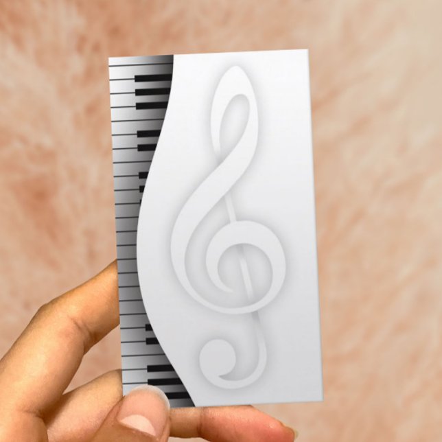 Musiklehrer Elegantes Klavier Schlüssel Musik Visitenkarte (Von Creator hochgeladen)